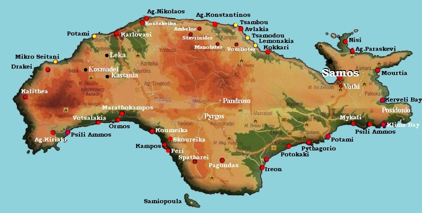 de kaart van Samos